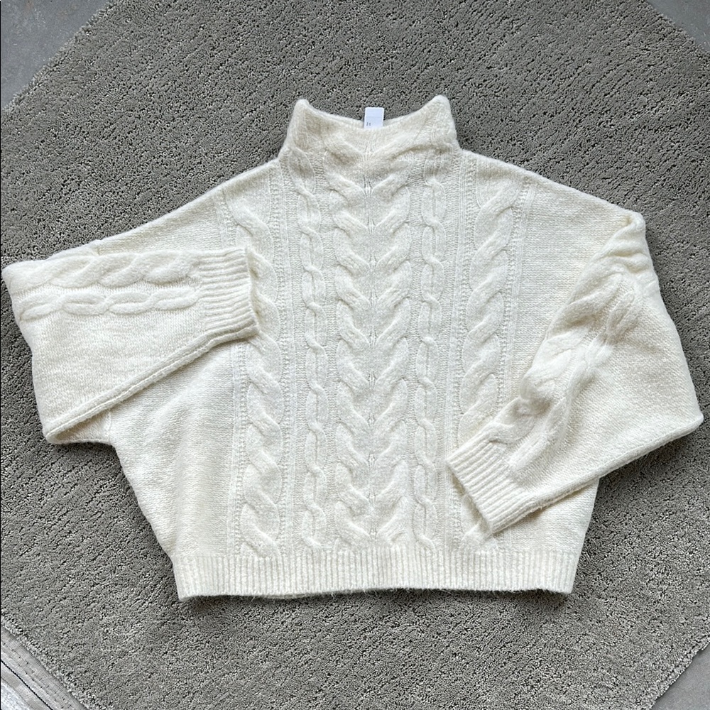 J.Crew Point Sur Cozy Cream Cable Knit Sweater NET 2X